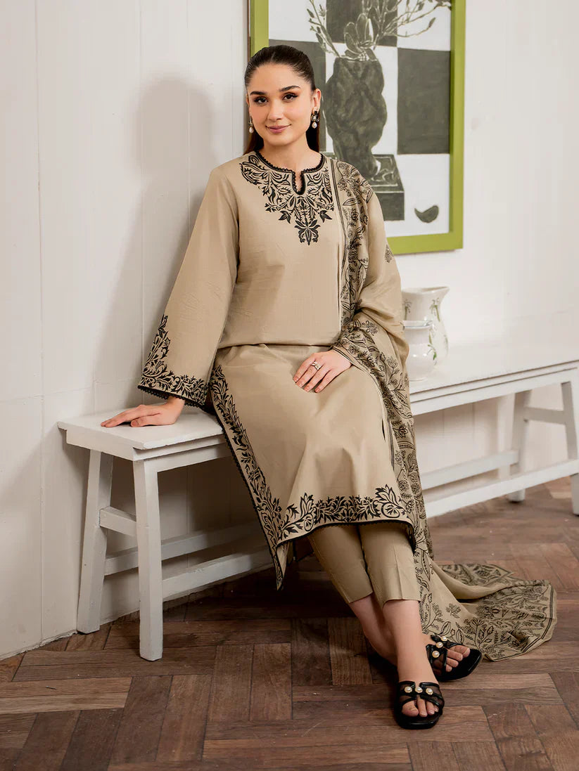3PC Lawn Embroidered Shirt with Digital Printed Jacquard Dupatta-5093