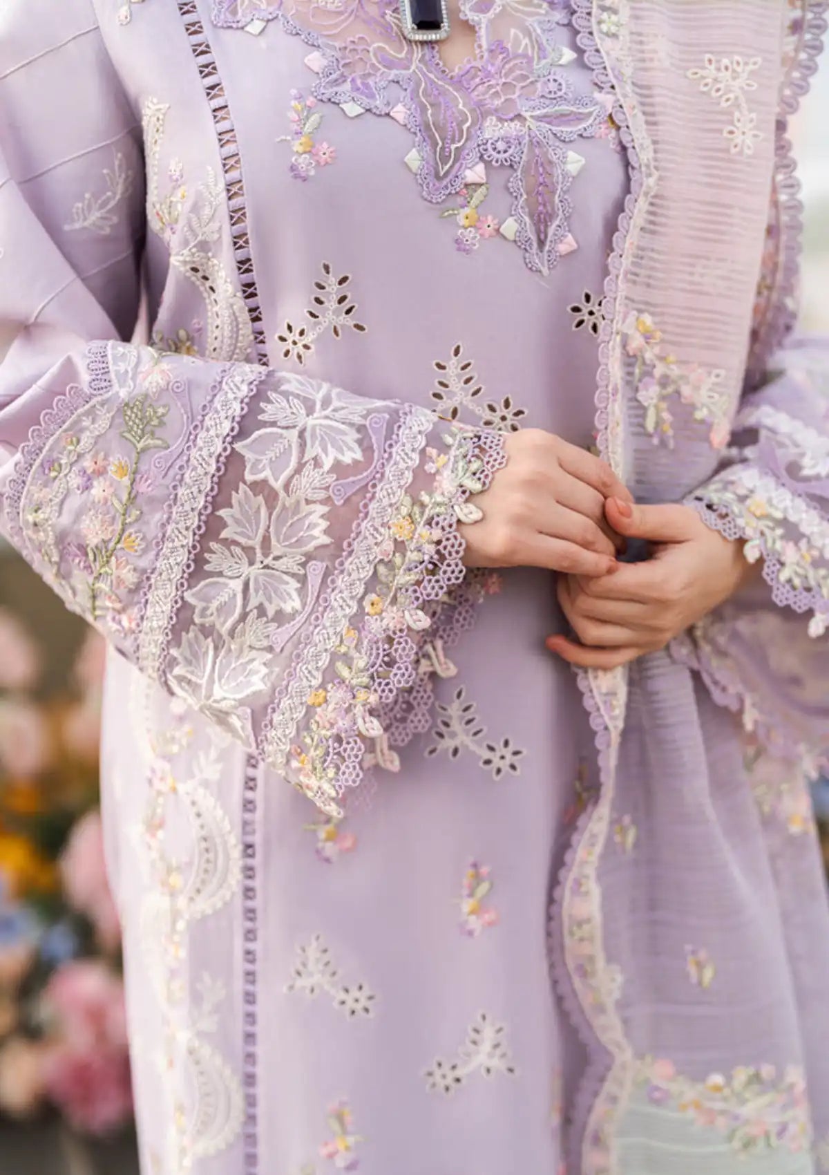 Lawn-3PC Embroidered Shirt with Organza Embroidered Dupatta-1255