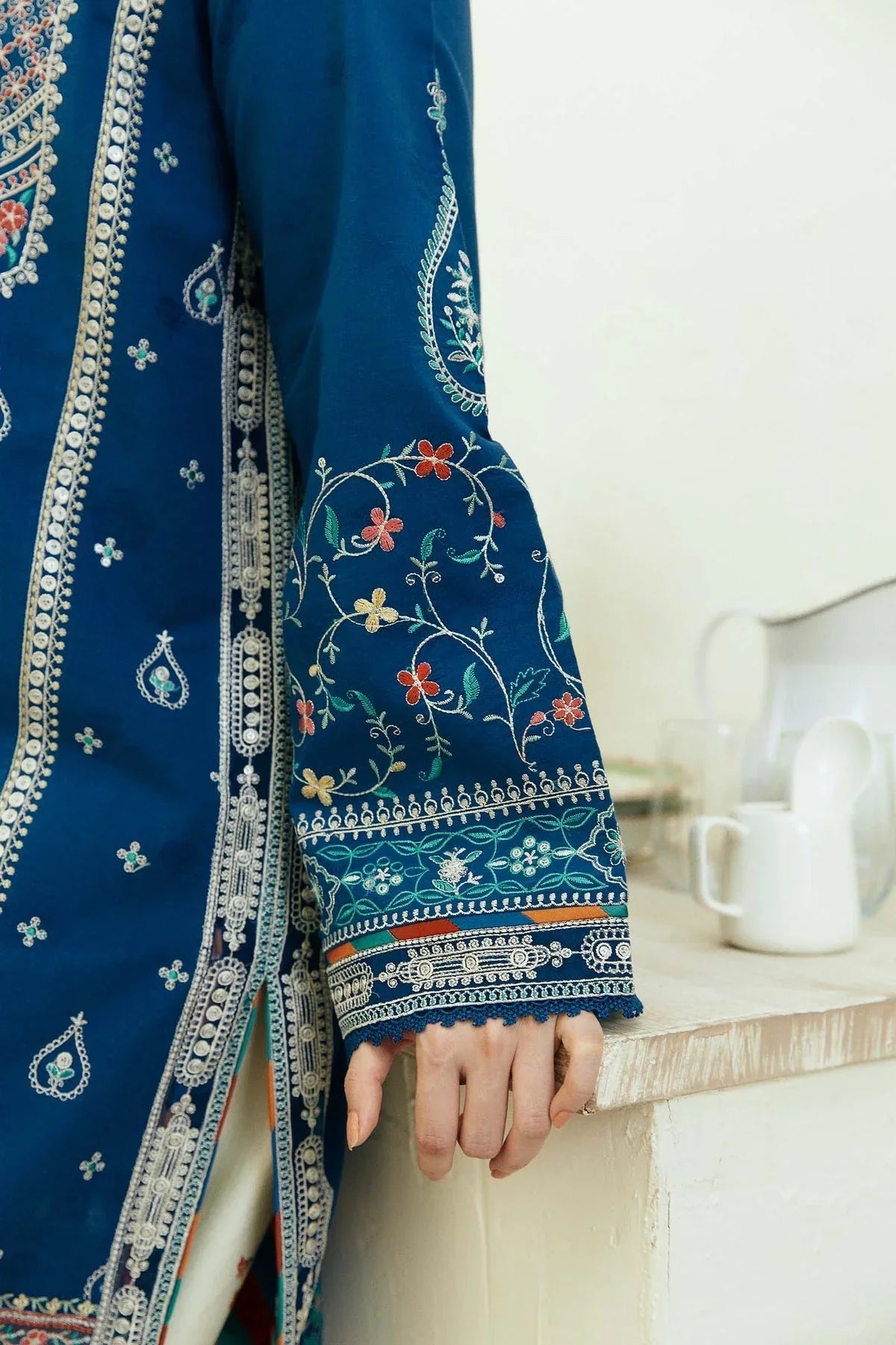 3PC Lawn Embroidered Shirt With Digital Printed Jauqard Dupatta-5033