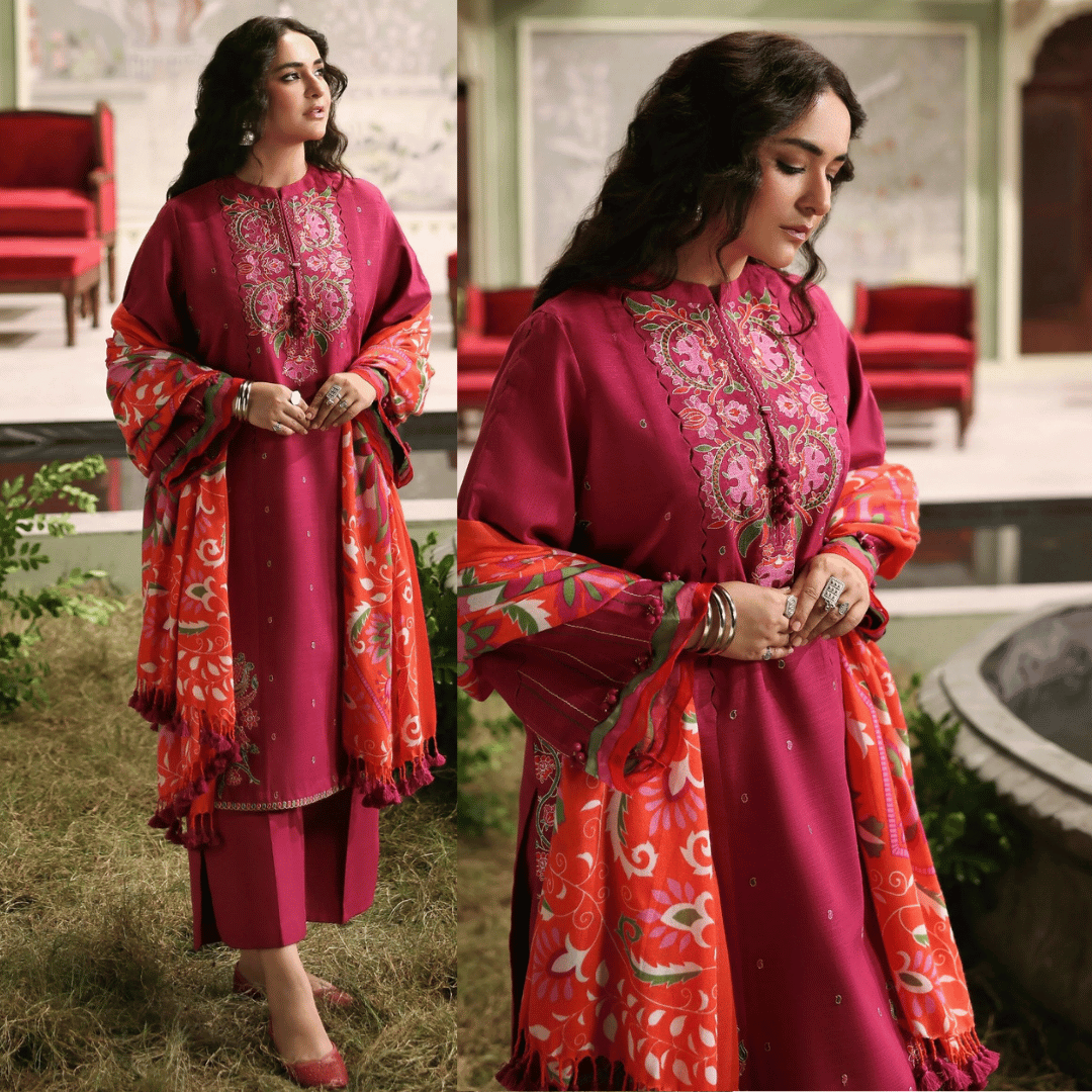 Lawn-3PC Embroidered With Digital Printed Jacquard Dupatta-5094