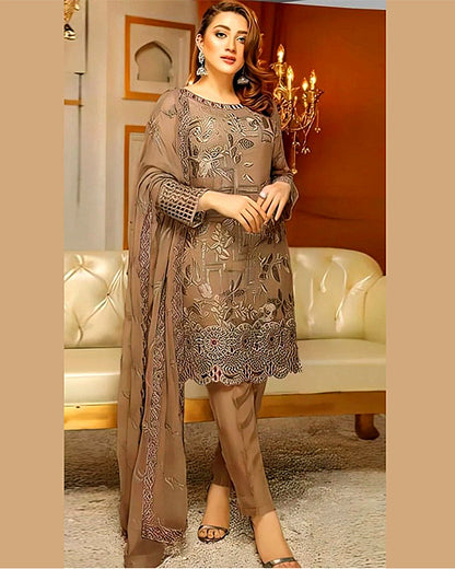 Lawn-3PC Embroidered with Chiffon Embroidered Dupatta-5186
