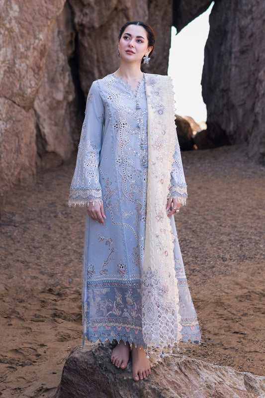 Lawn-3PC Embroidered Shirt with Organza Embroidered Dupatta-1235