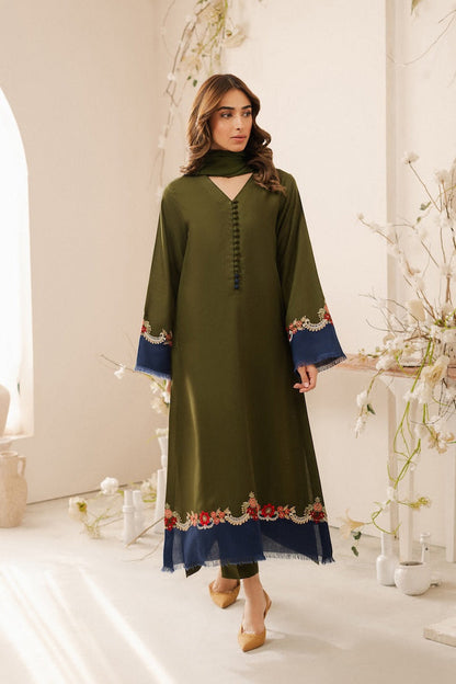 Lawn-3PC Embroidered Shirt with Plain Dyed Chiffon Dupatta-5083