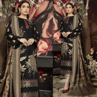 Lawn 3PC Embroidered With Digital Printed Jauqard Dupatta-5017