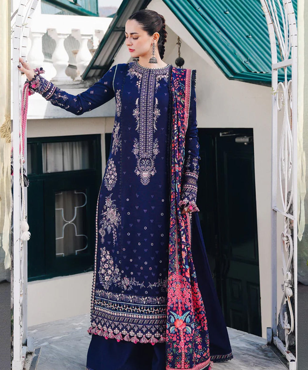 Lawn 3PC Embroidered with Digital Printed Jacquard Dupatta-5161