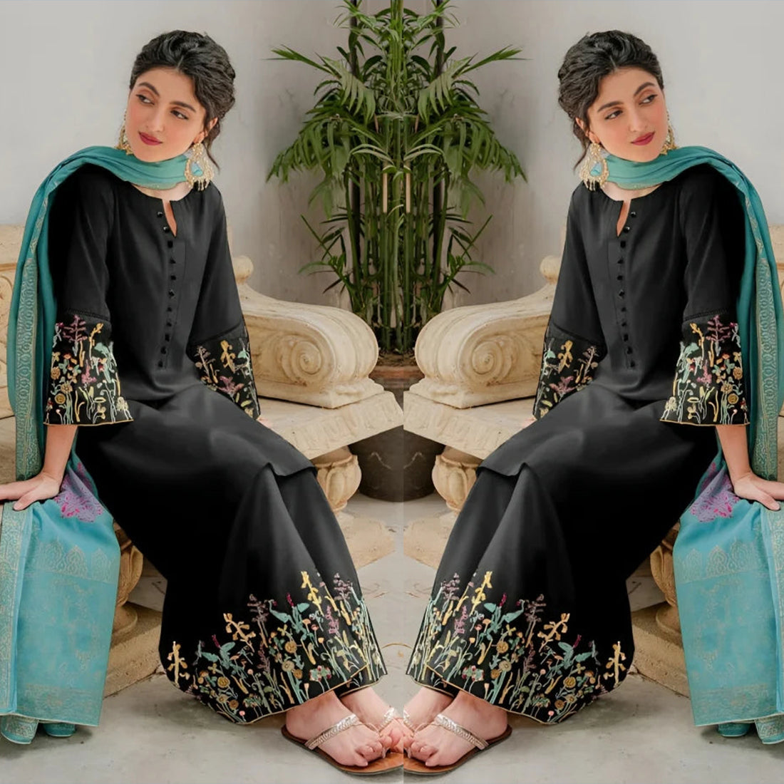 Lawn 3PC Embroidered Shirt with Digital Printed Jauqard Dupatta-5188