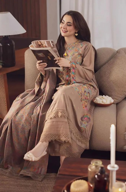 Lawn-3PC Embroidered Shirt With Digital Printed Jauqard Dupatta-5153