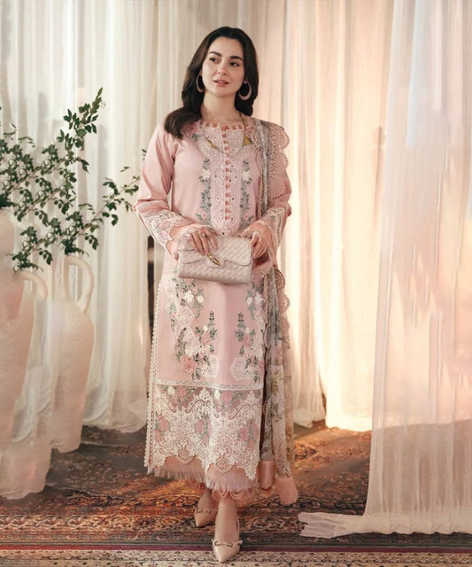 Lawn-3PC Embroidered Shirt with Digital Printed Jacquard Dupatta- 5036