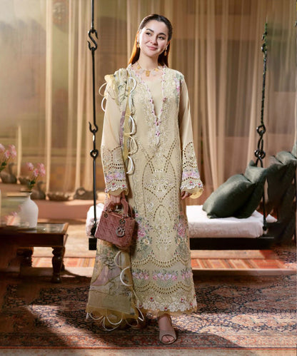 Dhanak-3PC Embroidered Shirt with Digital Printed Wool Shawl-3333