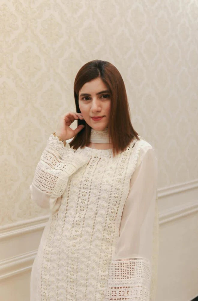 Lawn-3PC Embroidered Shirt with Chiffon Embroidered Dupatta-1079