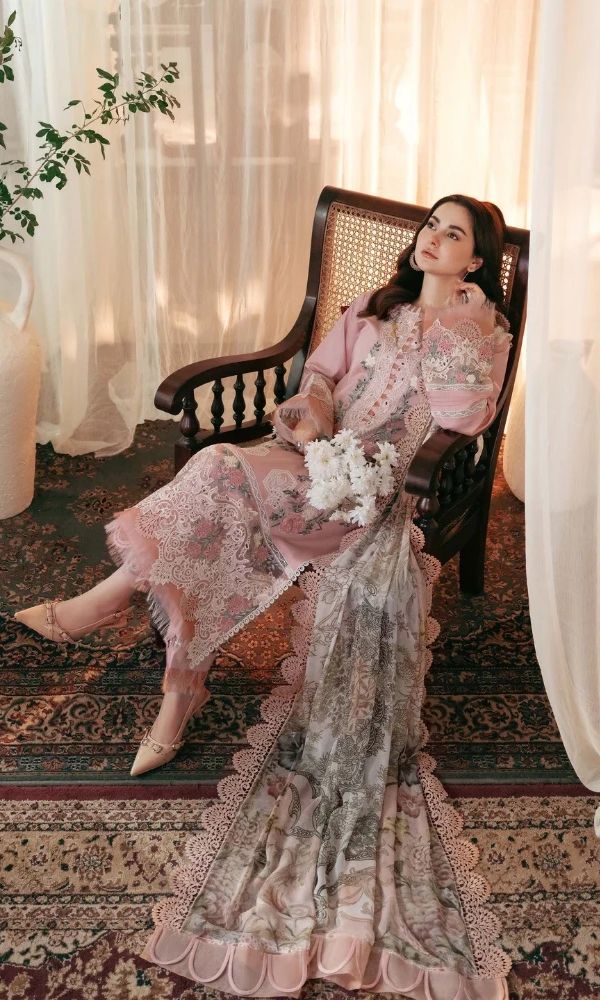 Lawn-3PC Embroidered Shirt with Digital Printed Jacquard Dupatta- 5036