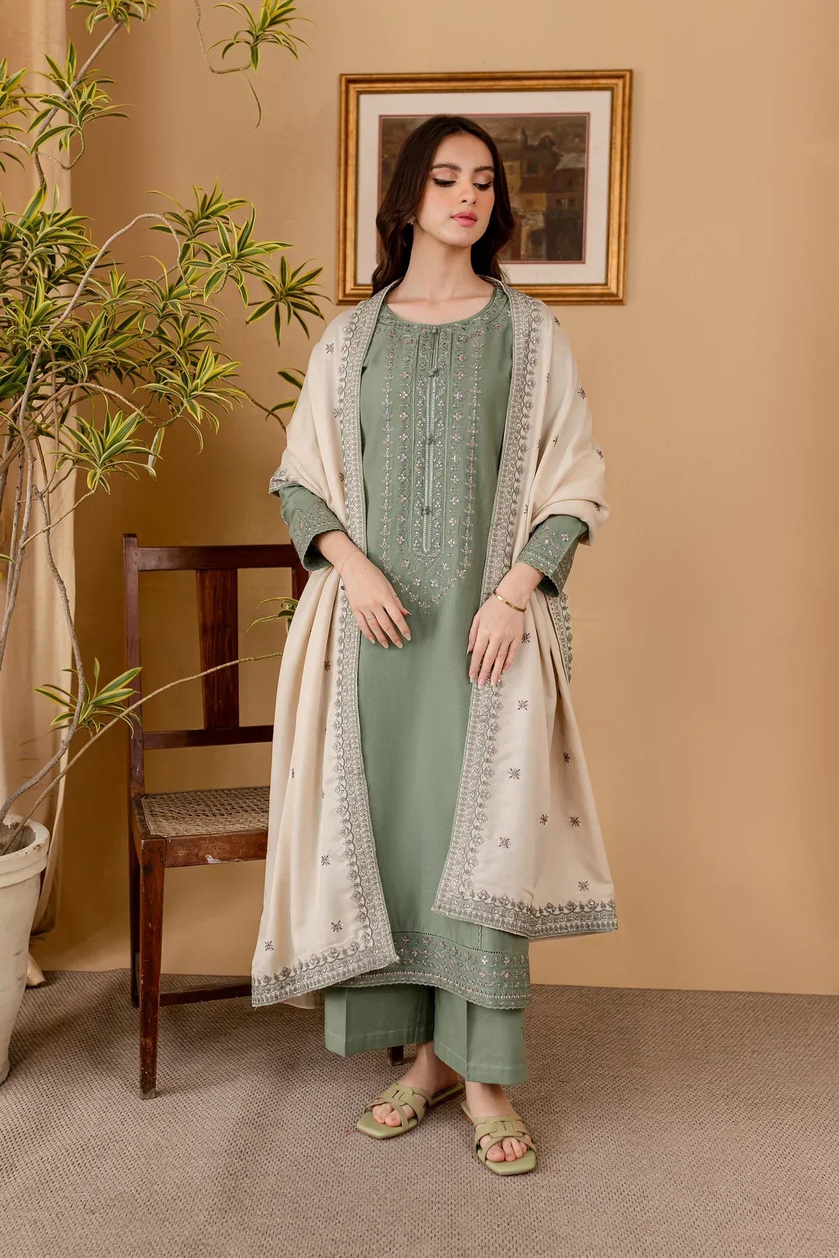 3PC Lawn Embroidered With Lawn Embroidered Dupatta-5029