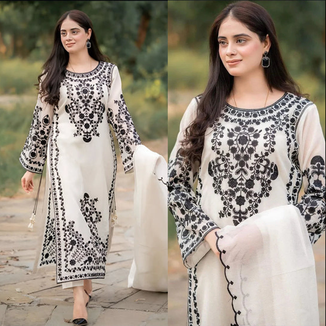 Lawn 3PC Embroidered With Chiffon Embroidered Dupatta-5019
