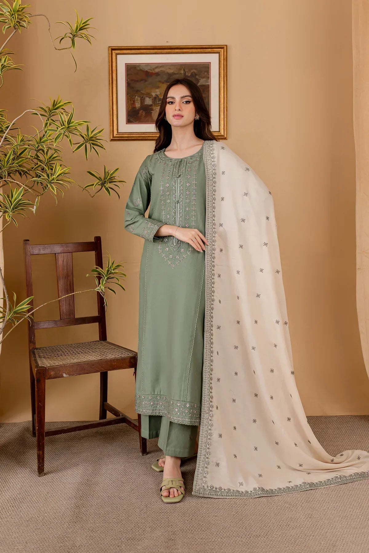 3PC Lawn Embroidered With Lawn Embroidered Dupatta-5029