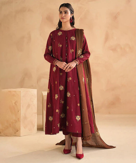 Lawn 3PC Embroidered With Lawn Embroidered Dupatta-5179