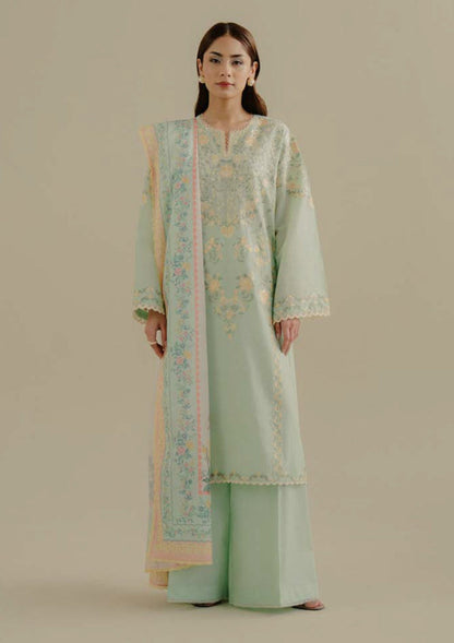 Lawn-3PC Embroidered Shirt with Digital Printed Jacquard Dupatta-1395