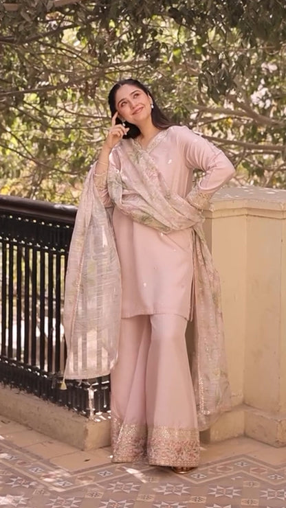 Lawn-3PC Embroidered Shirt with Organza Digital Printed Dupatta-5206