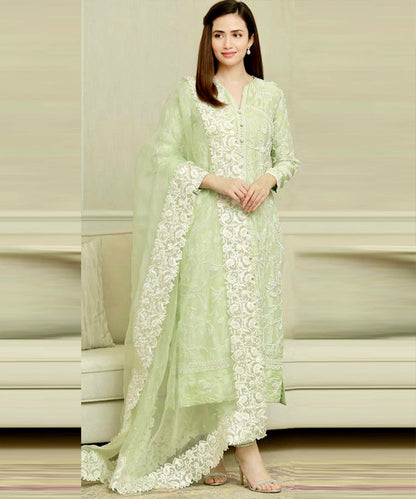 Lawn 3PC Embroidered with Organza Embroidered Dupatta-5183