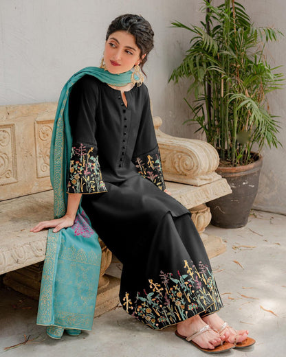 Lawn 3PC Embroidered Shirt with Digital Printed Jauqard Dupatta-5188