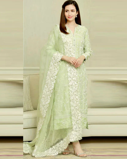 Lawn 3PC Embroidered with Organza Embroidered Dupatta-5183