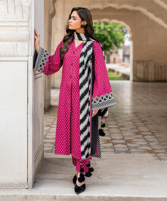 3PC LAWN PRINTED SHIRT WITH LAWN PRINTED DUAPTTA AND TROUSER-4005