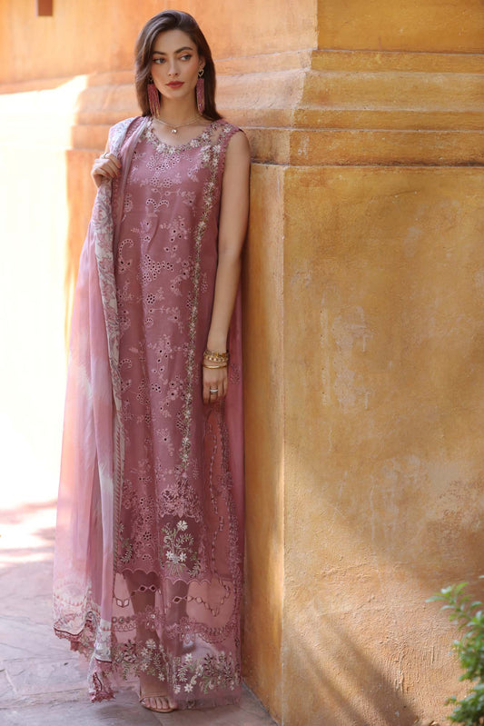 Dhanak-3PC Embroidered Shirt with Digital Printed Silk Dupatta-3282