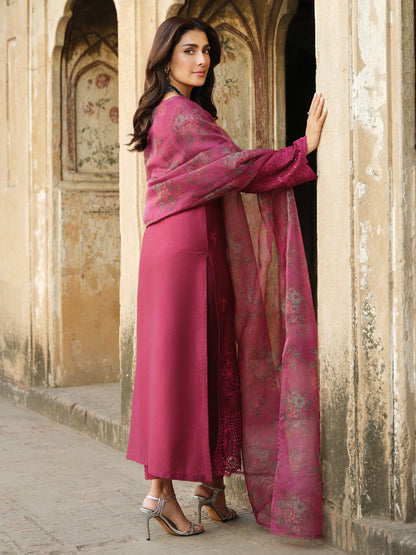 Lawn-3PC Embroidered Shirt with Organza Digital Printed Dupatta-1412