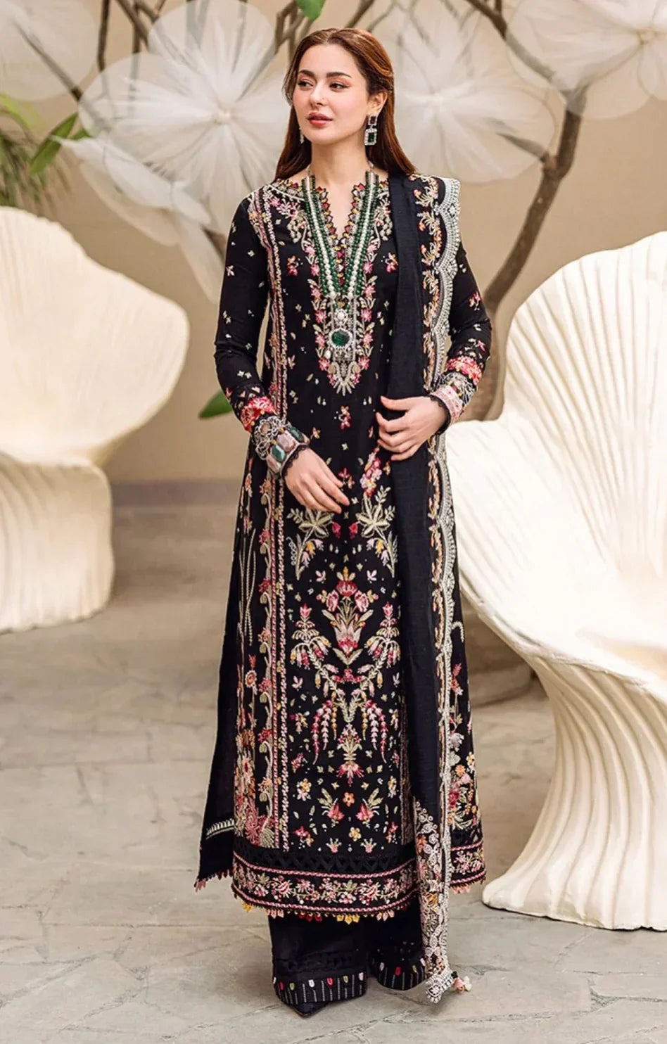 Lawn-3PC Embroidered Shirt with Organza Embroidered Dupatta-5176