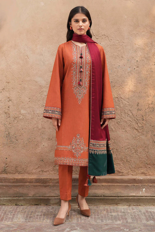 3PC Lawn Embroidered Shirt With Printed Jauqard Dupatta-5190