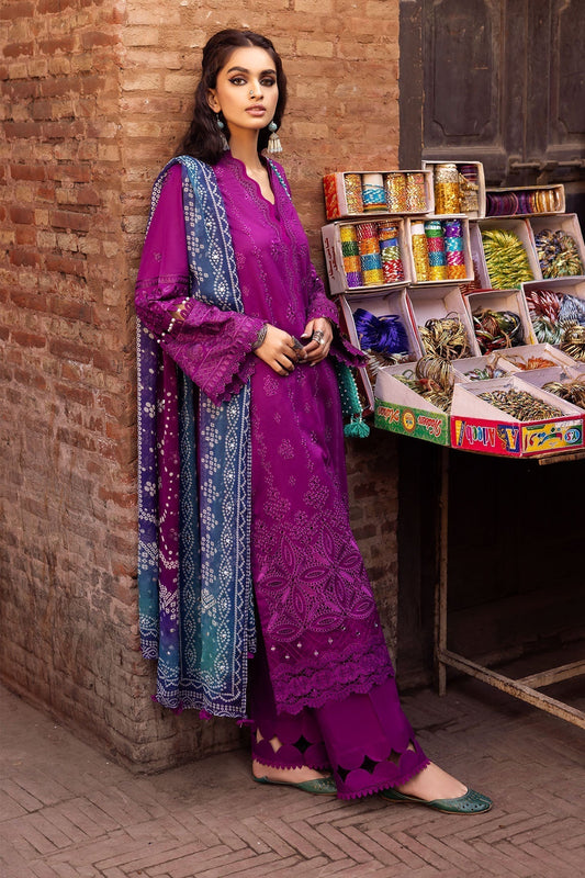 Lawn-3PC Embroidered Shirt with Digital Printed Jacquard Dupatta-1205