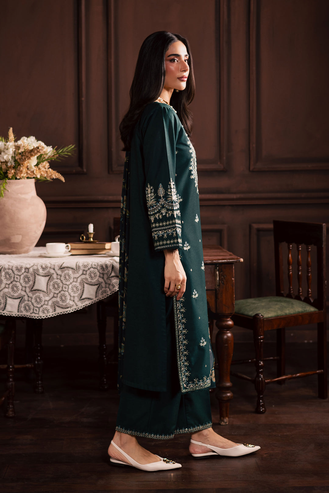 Lawn-3PC Embroidered Shirt with Digital Printed Jacquard Dupatta-5070