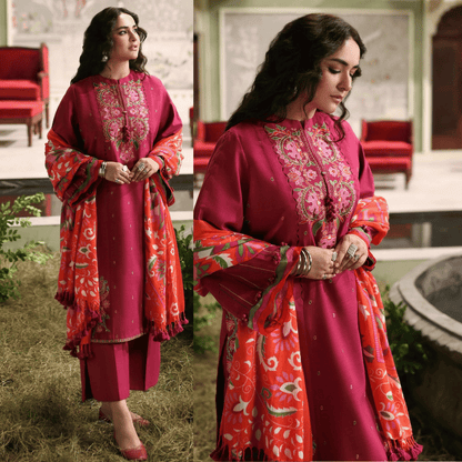 Lawn-3PC Embroidered With Digital Printed Jacquard Dupatta-5094