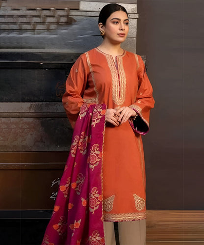 3PC Lawn Embroidered Shirt With Digital Printed Jacquard Dupatta-5187