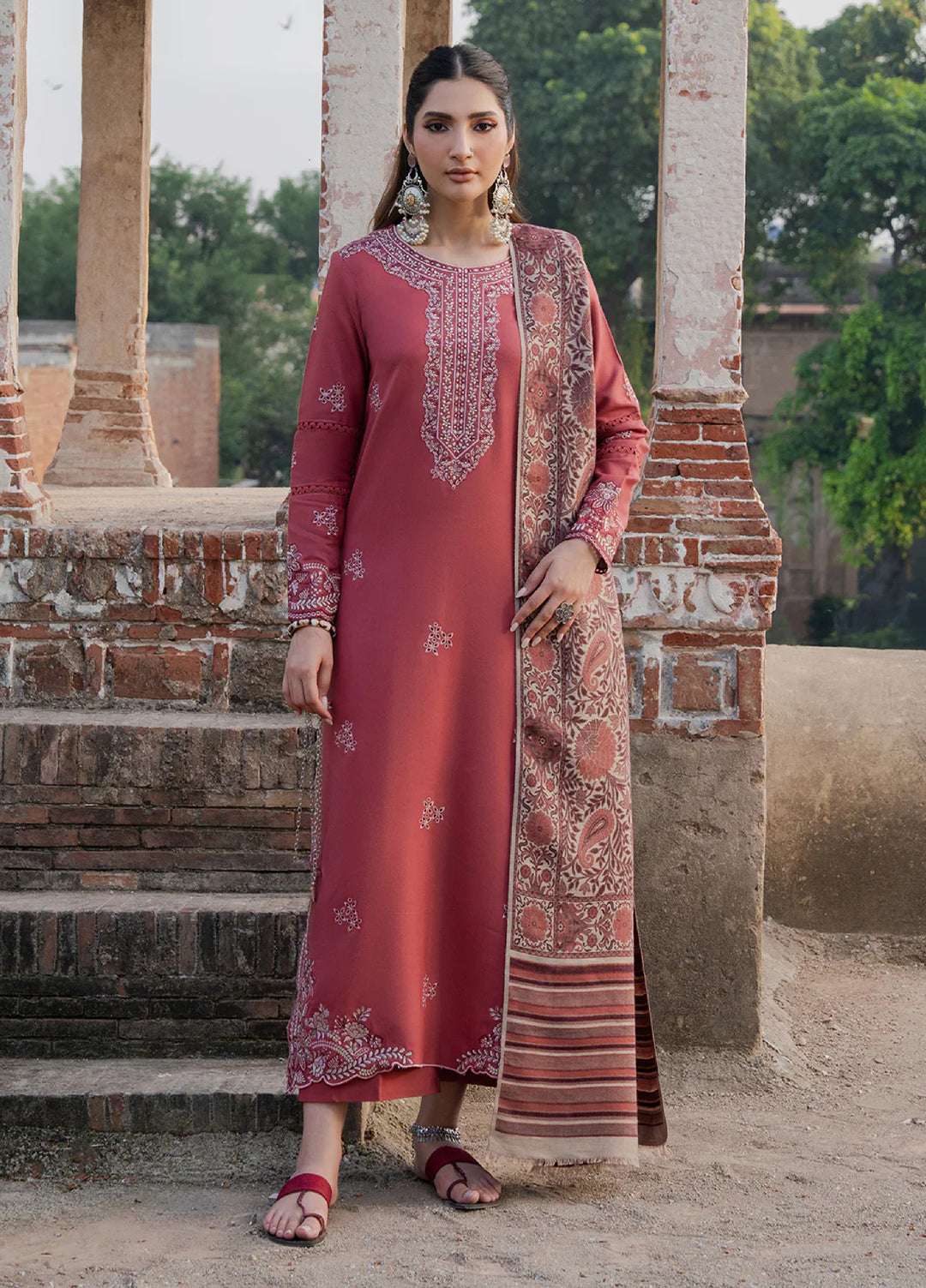 Lawn-3PC Embroidered Shirt with Digital Printed Jacquard Dupatta-5053
