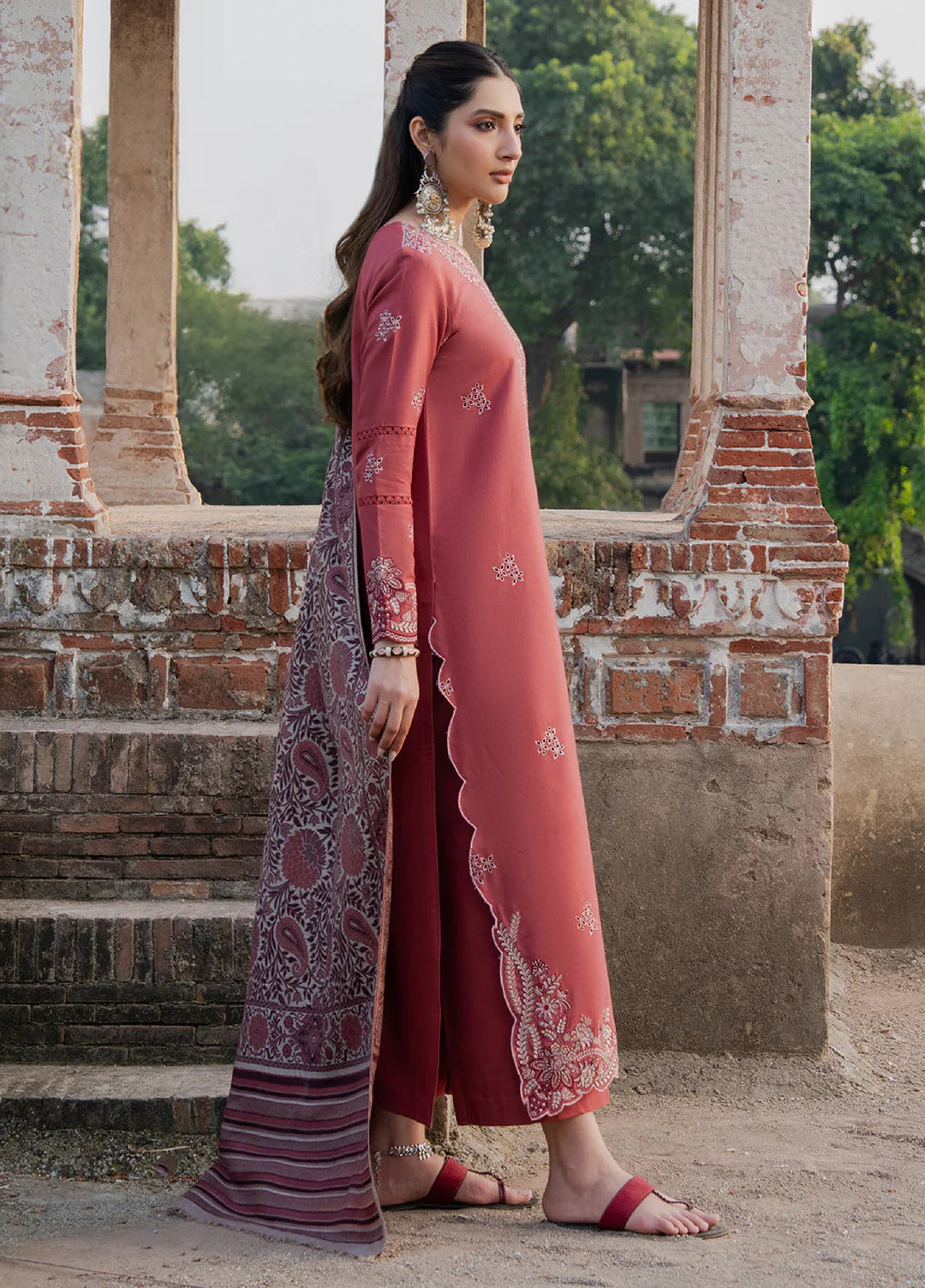 Lawn-3PC Embroidered Shirt with Digital Printed Jacquard Dupatta-5053