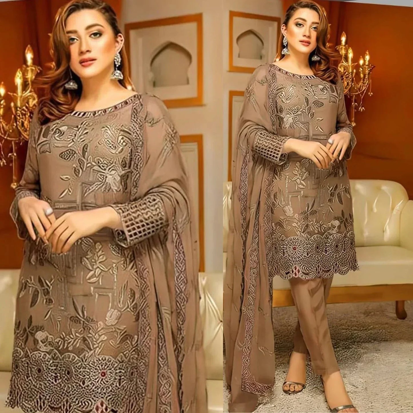 Lawn-3PC Embroidered with Chiffon Embroidered Dupatta-5186