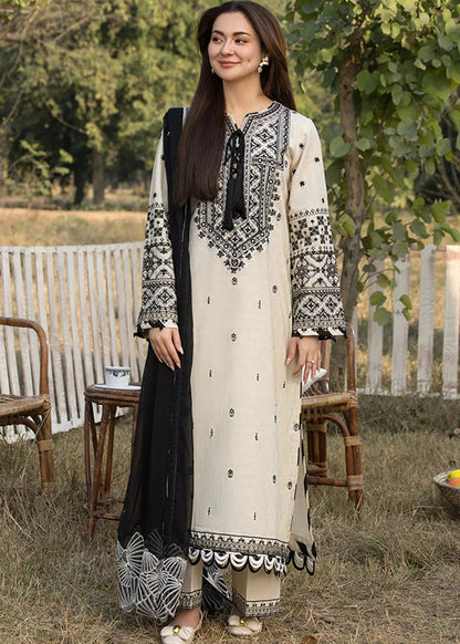 3PC Lawn Embroidered Shirt With Organza Embroidered Dupatta- 5166