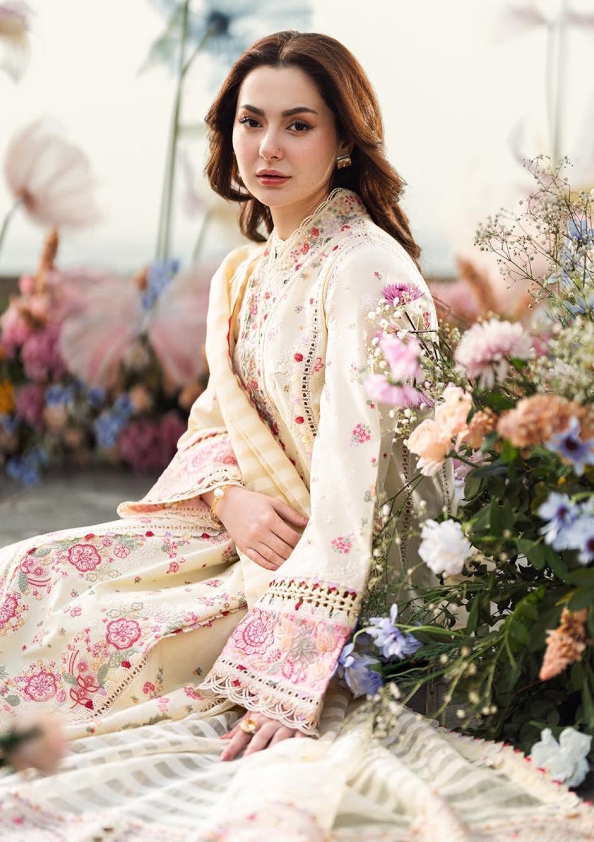 Lawn-3PC Embroidered Shirt with Organza Embroidered Dupatta-1273