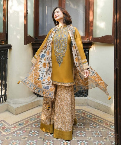 3PC LAWN PRINTED SHIRT WITH VOILE PRINTED DUAPTTA - 4019