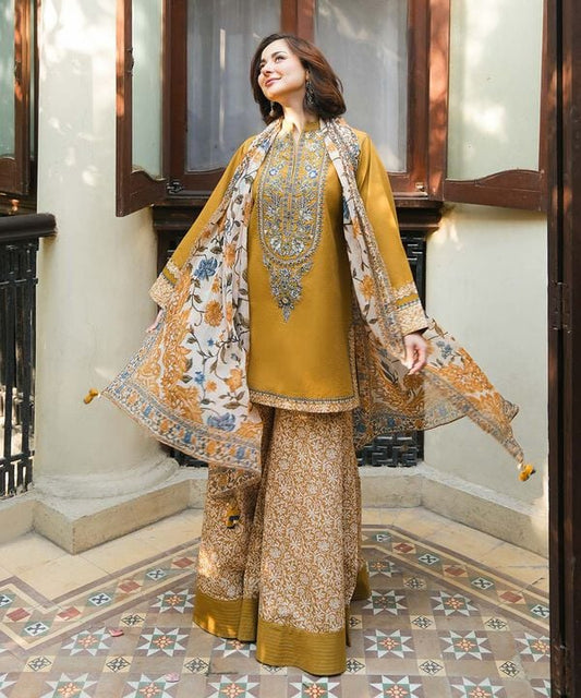 3PC LAWN PRINTED SHIRT WITH VOILE PRINTED DUAPTTA - 4019