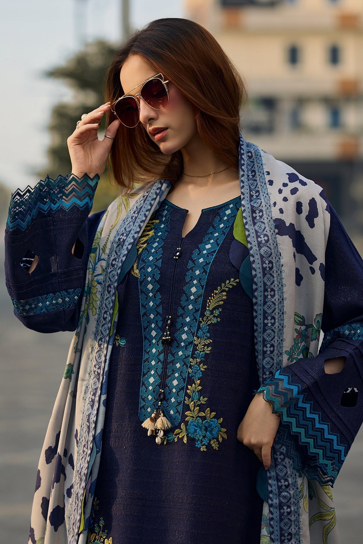 3PC Lawn Embroidered Shirt With Digital Printed Jacquard Dupatta- 5037