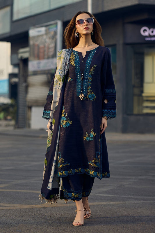 3PC Lawn Embroidered Shirt With Digital Printed Jacquard Dupatta- 5037